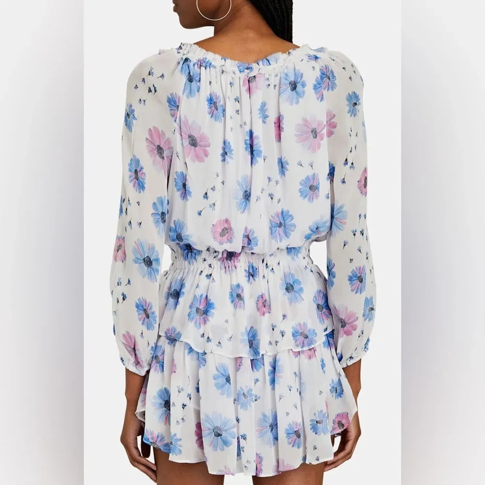 (60% OFF) NWT LOVESHACKFANCY Popover Floral Chiffon Mini Dress Small MSRP $589 - Picture 5 of 9